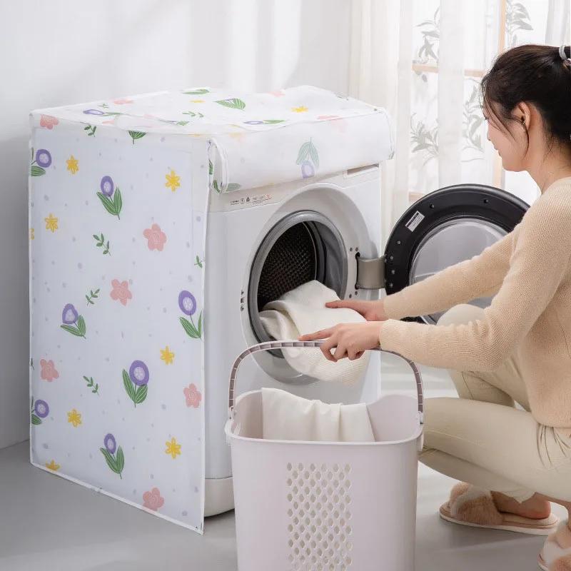 Translucent Roller Washing Machine Dust Cover Cute Cartoon Water Proof Dust-proof Cloth Home Electrical Protective A